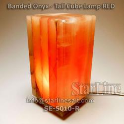 Red Onyx Cube Lamp